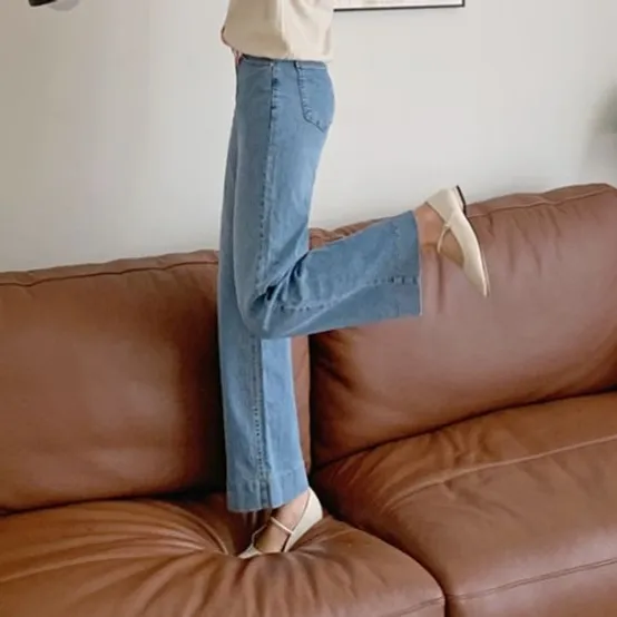 와이드 투버튼 데님팬츠