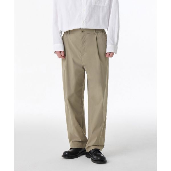 MUSINSA STANDARD &lt;매장정품&gt; 무신사스탠다드 MUSINSA STANDARD SOLOTEX 원 턱 와이드 컴포트 밴딩 팬츠 [더스티 베이지] MMEPS107-UI 456181