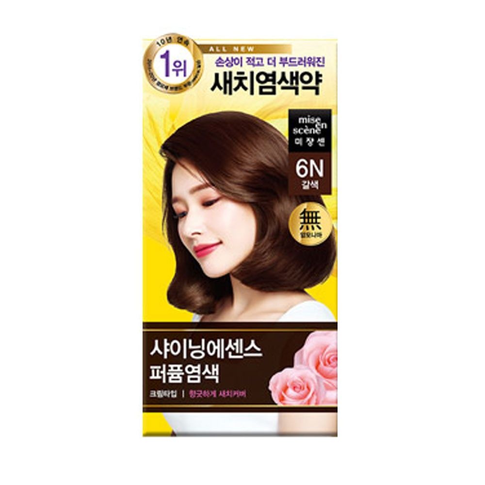 [오늘출발] 미쟝센 샤이닝 에센스 염색약 6N갈색 새치커버