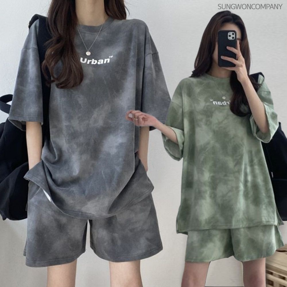 프리수 빅사이즈 여름 반팔 반바지 트레이닝 어반나염세트