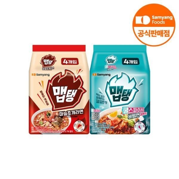 삼양식품 맵탱 마늘조개라면 4개 + 쿨스파이시 비빔면 김치맛 4개