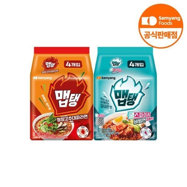 삼양식품 맵탱 청양고추대파라면 4개 + 쿨스파이시 비빔면 김치맛 4개