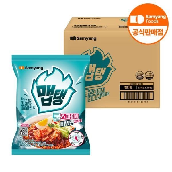 삼양식품 맵탱 쿨스파이시 비빔면 김치맛 134g x 32개 1BOX