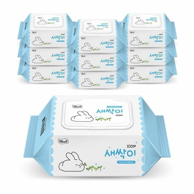 (현대Hmall) 미래생활 잘풀리는집 새싹이 물티슈 캡형 100매 10팩