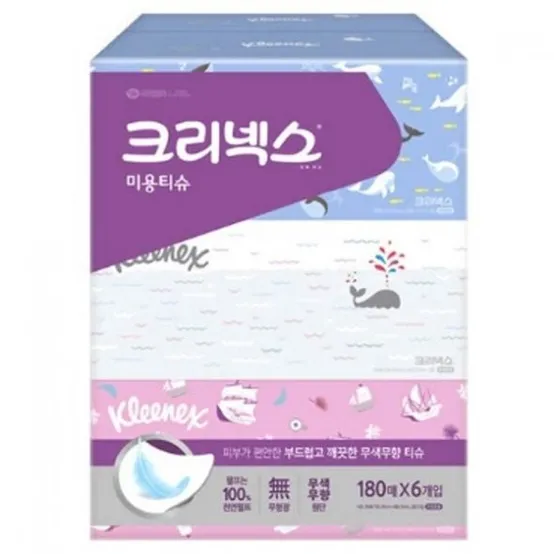 [크리넥스] 무색무향 미용티슈 180매x6입