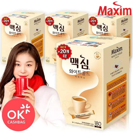 맥심 화이트골드 커피믹스 180T+20T (200T) x4개 800T 한박스 /대용량/김연아커피
