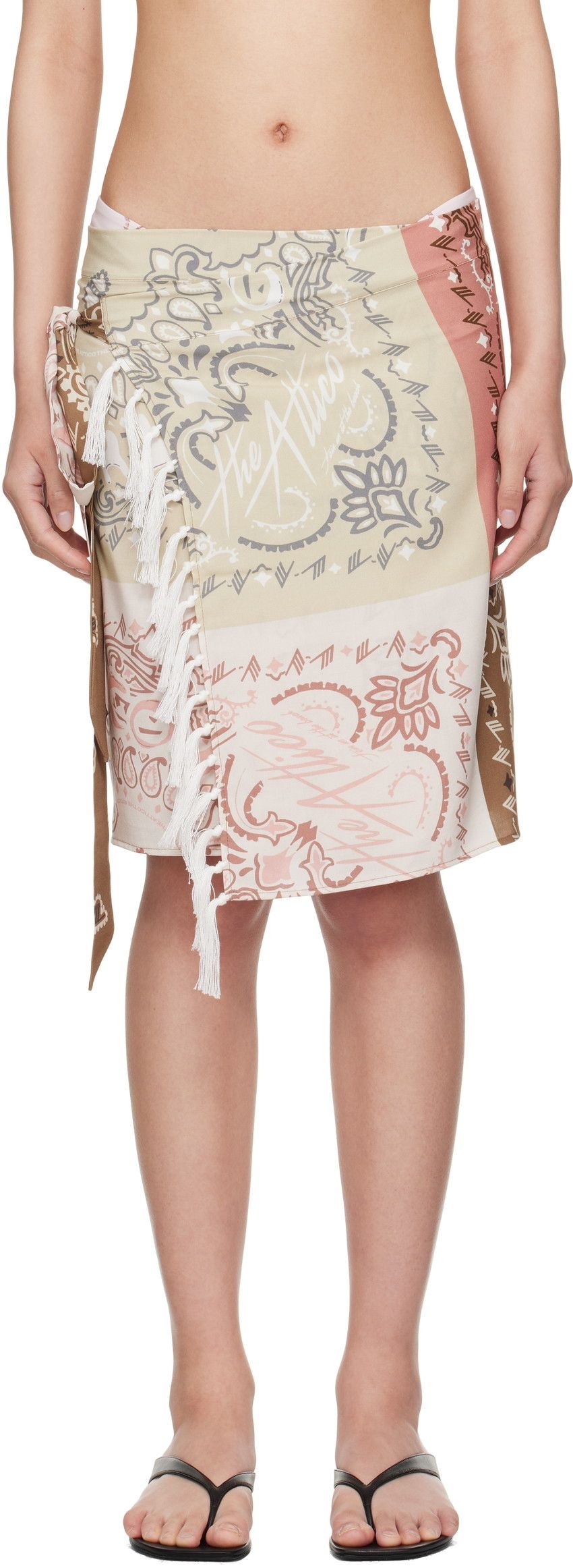 디 아티코 [디 아티코] 화이트 & 브라운 파레오 커버업 스커트 250WCR00139 VVV091PR