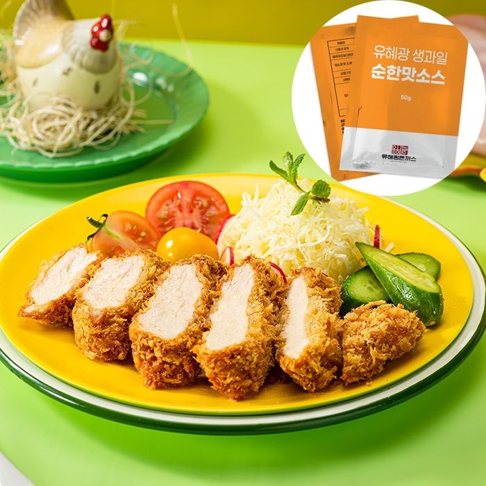 유혜광 수제통치킨까스 8장(총 4팩) + 수제생과일순한맛소스 50g x 4봉