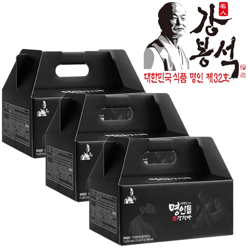 [오늘출발] 강봉석조청 강정바 3박스(총15gx75개)/한과 명절선물세트/하루견과 옛날과자 한과