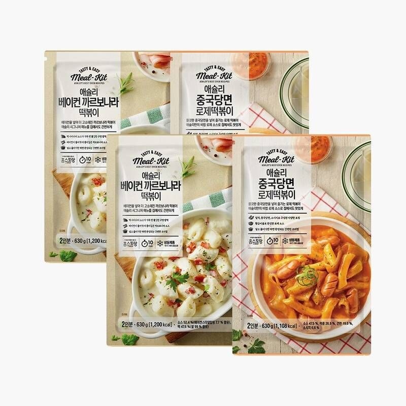 애슐리 베이컨 까르보나라 떡볶이 2팩중국당면 로제 2팩 748657