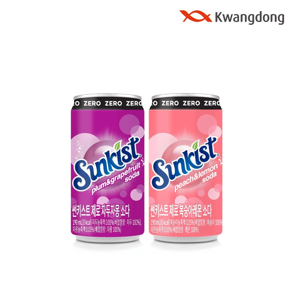 [광동][광동직영] 썬키스트 자두자몽 / 복숭아레몬 190ml 30+30캔 골라담기  : 롯데ON
