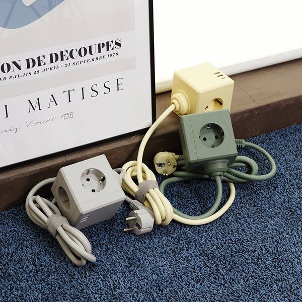 에코너 MT02 멀티탭 큐브 USB 타워형 고용량 멀티 콘센트 릴선형 1.8M