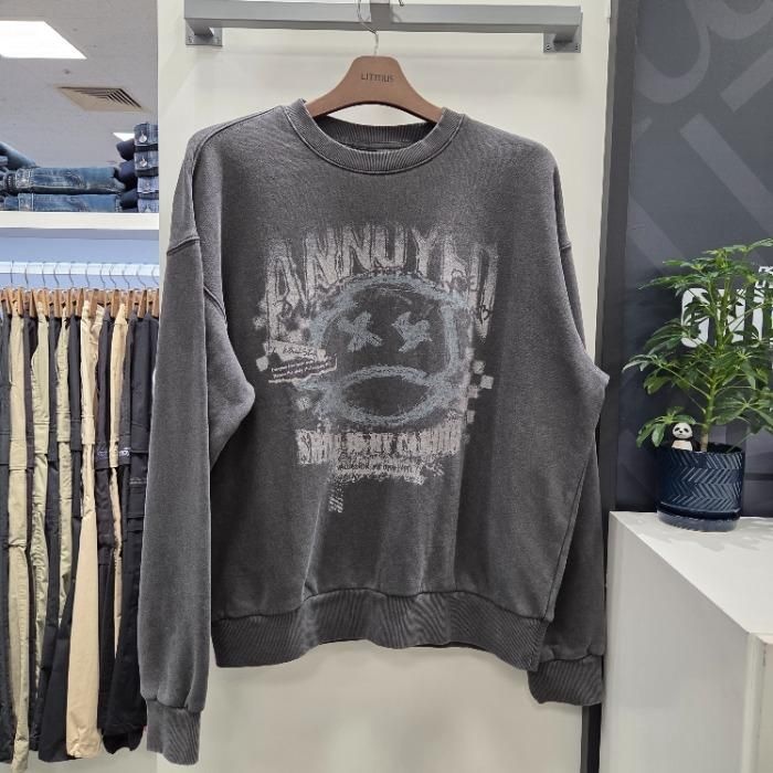 리트머스 HC12 피그먼트 기모 드로잉 맨투맨 티 피그먼트 기모 드로잉 맨투맨 티 LP4TU880-075