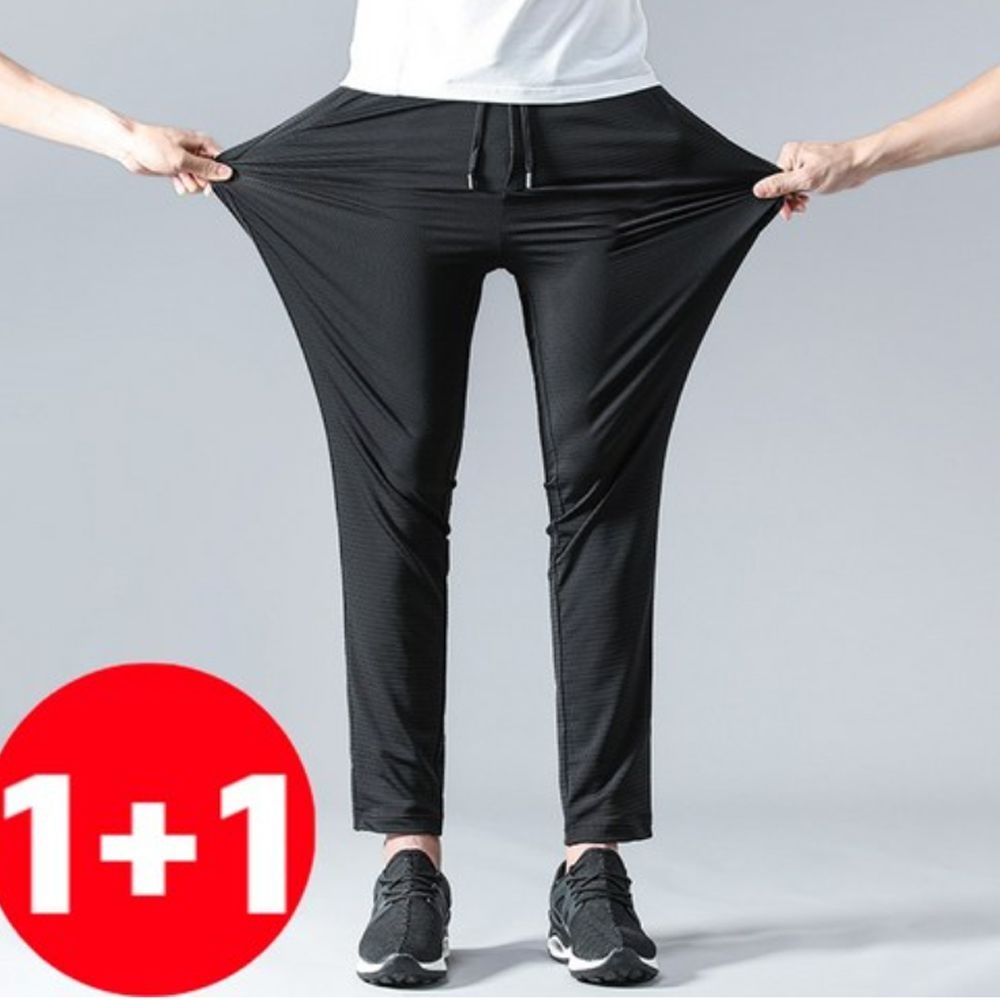 1+1 남자 쿨바지 시원한 메쉬 냉감 아이스 여름바지 트레이닝 등산 작업복 추리닝 밴딩바지