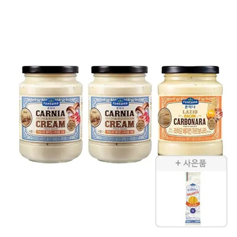 폰타나 파스타소스, 머쉬룸크림, 430g, 2개 + 까르보나라, 430g, 1개 스파게티면, 500g, 1개