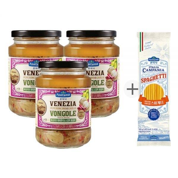 폰타나 봉골레 페퍼론치노앤갈릭 파스타소스, 430g, 3개 스파게티면, 500g, 1개