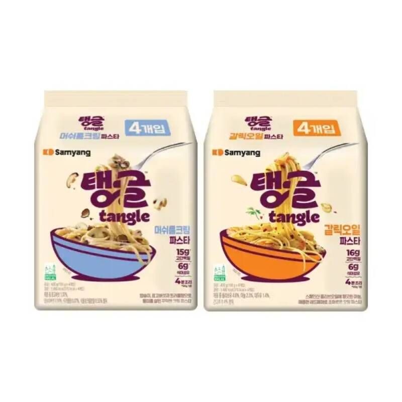 최종 9,900삼양 탱글 단백질파스타 머쉬룸크림 4입 + 갈릭오일 4입