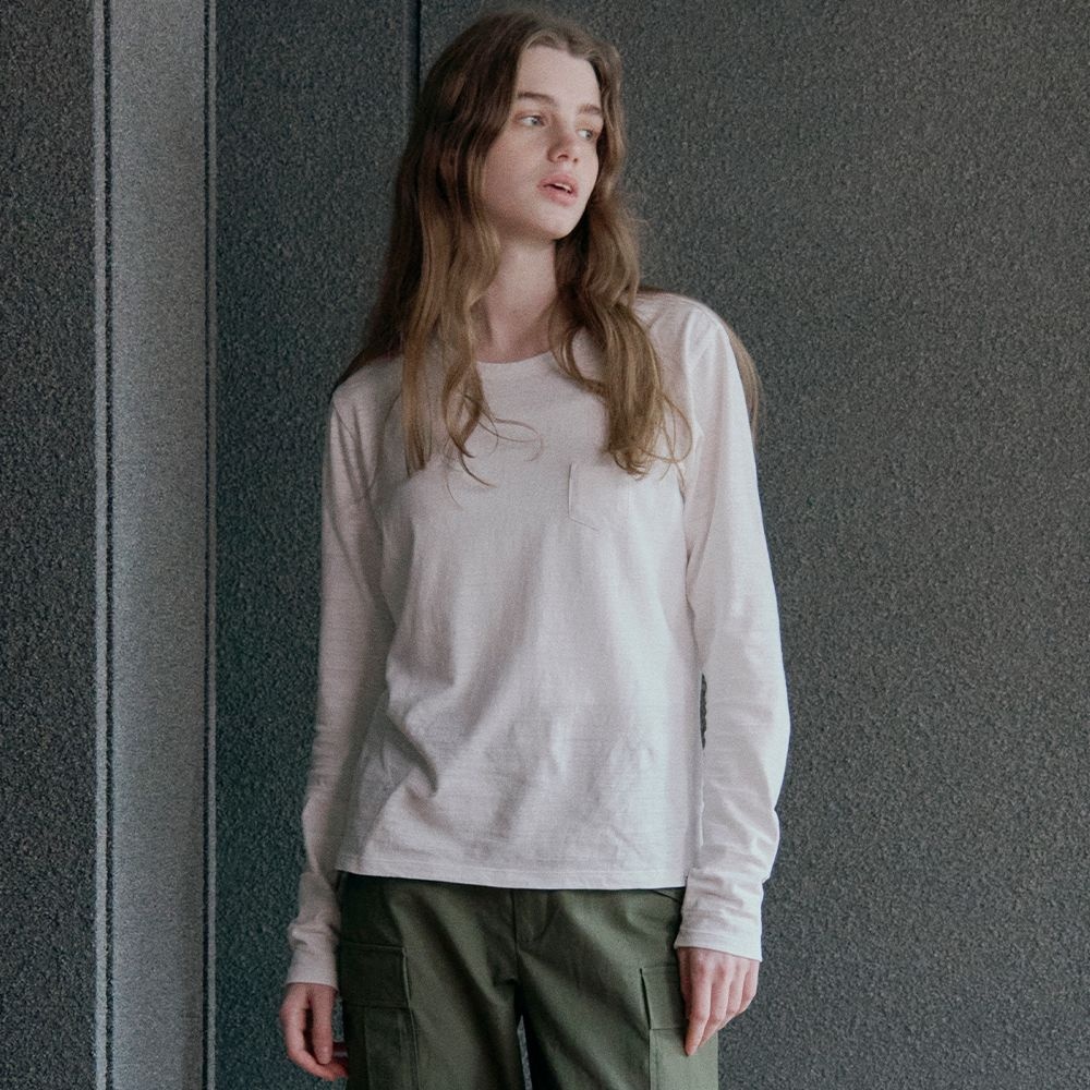 여성 싱글 포켓 L/S 슬럽 티(MIIBB8753)
