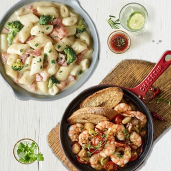 | 애슐리-홈파티 | 감바스 피칸테+까르보나라 떡볶이 (총 4인분) 밀키트 야식 캠핑요리 에어프라이어 크리스마스