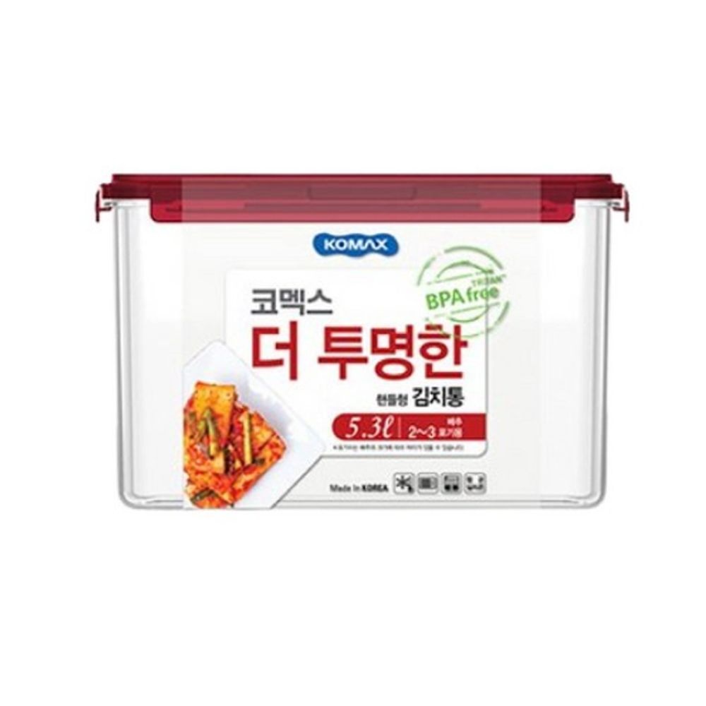 코멕스 더 투명한 직사각 핸들형 김치통 5.3L