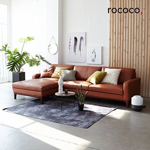 [로코코]로코코 마에스트로 카우 천연면피가죽 4인 카우치 소파