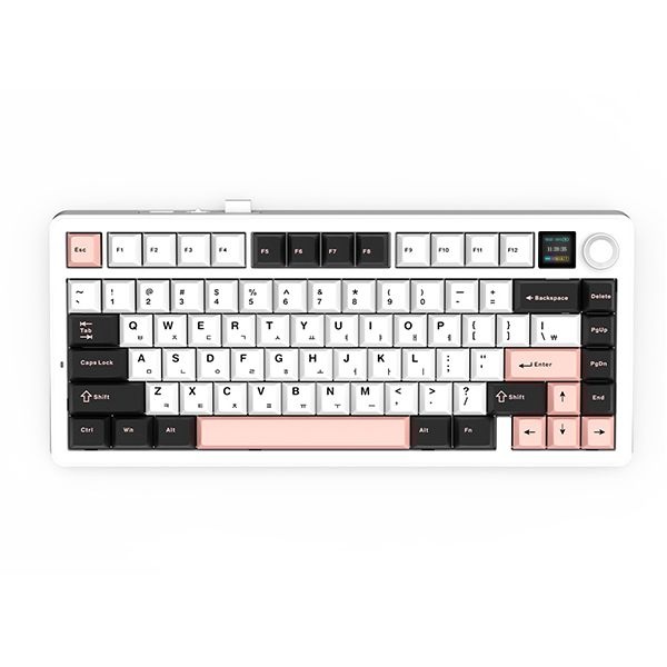 AULA F75Max 유무선 독거미 LCD 기계식 키보드 펀키스 정품 올리비아 화이트 KTT 저소음바다축