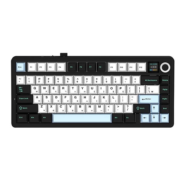 AULA F75Max 유무선 독거미 LCD 기계식 키보드 펀키스 정품 스카이블랙 LEOBOG 세이야축