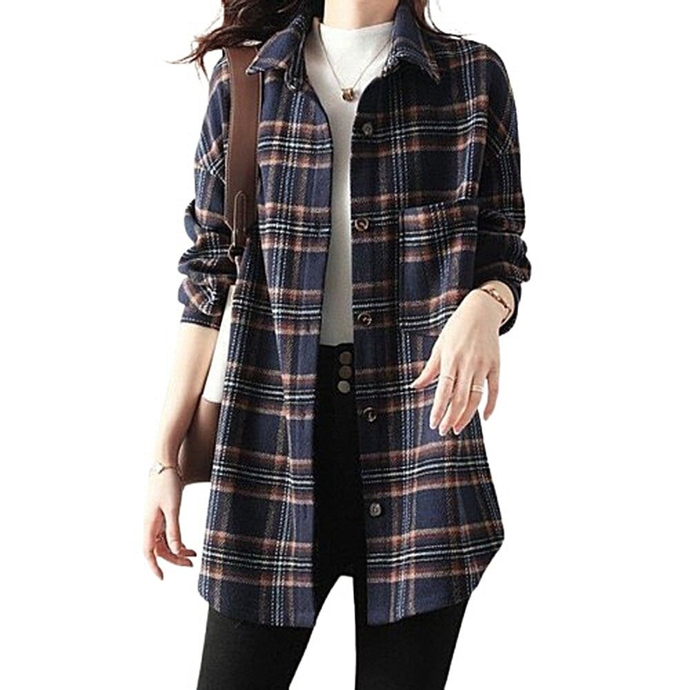 겨울 기모 캐주얼 체크남방 루즈핏 오버핏 긴팔 레이어드 롱 셔츠 가을 겨울 레이어드 셔츠