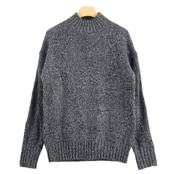 남자 반폴라 니트티-블랙 목티 터틀넥 (WDD2F21)