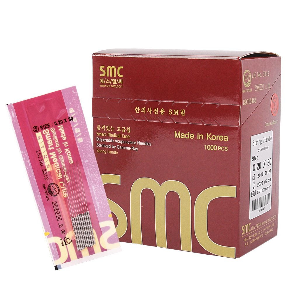 국산한방침 SMC침 0.25x30mm 1Box(1000pcs) 멸균침 FDA CE ISO인증 일회용침