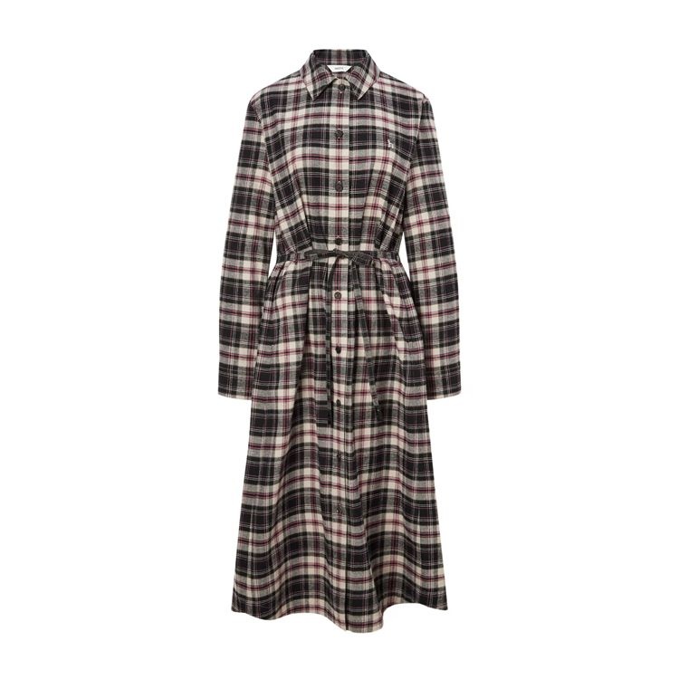 헤지스 여성 [기모] 블랙 체크 셔츠형 원피스 HSDR4DC91BK