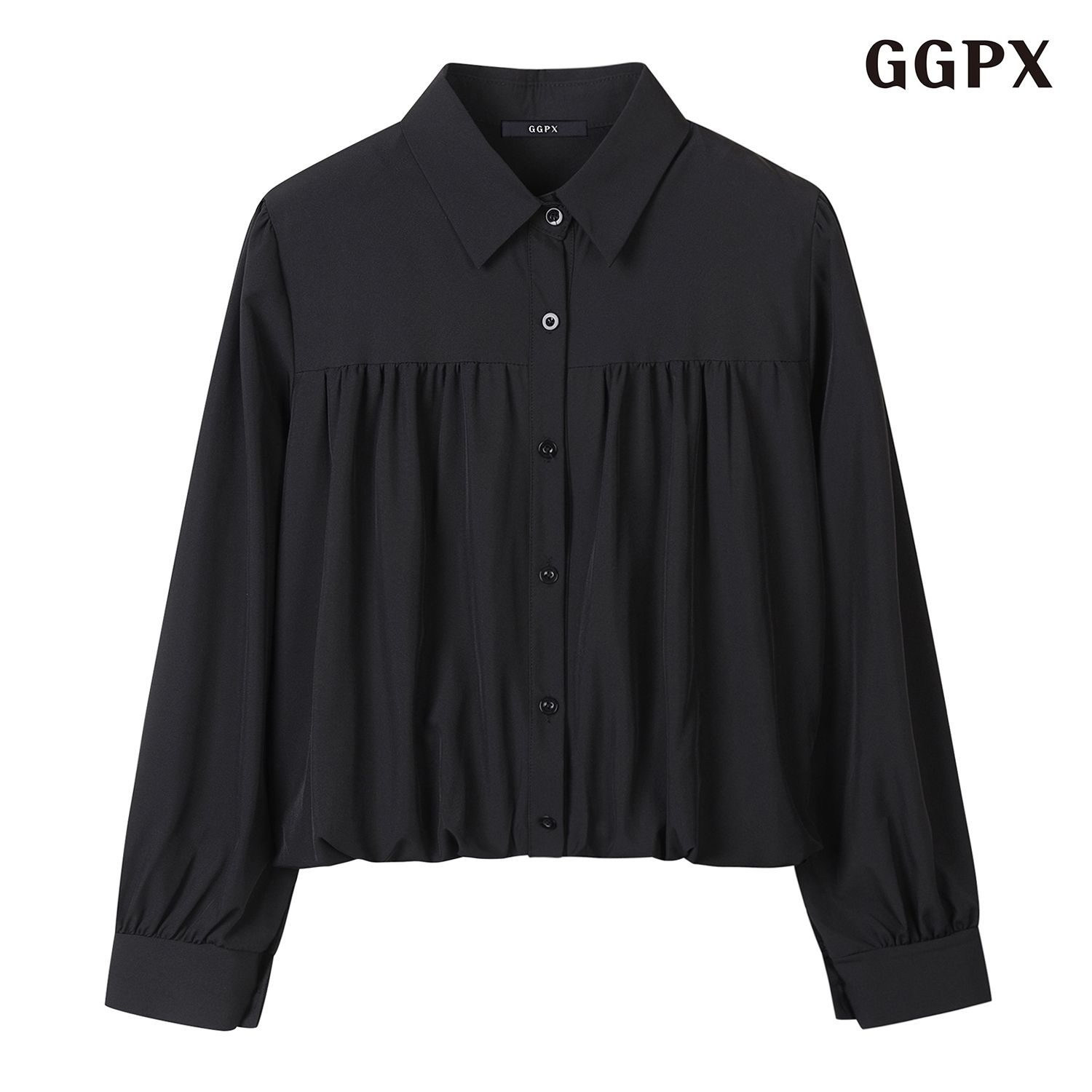모던 카라 셔링 밴딩 블라우스 (GPCBA023D)