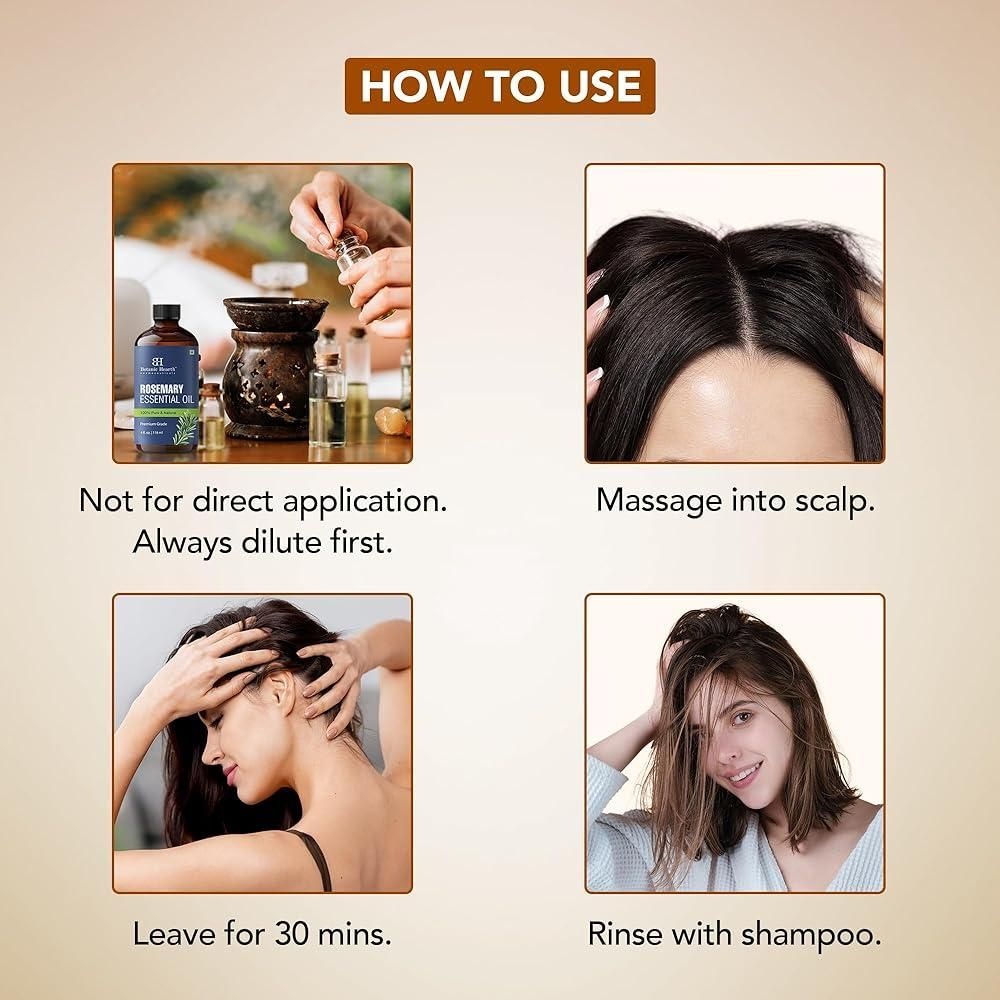 [해외] Botanic Hearth 모발 성장을 위한 로즈마리 오일 118ml(4액량 온스) | 디퓨저, 아로마테라피, 비누 및 양초 제작용 100% 순