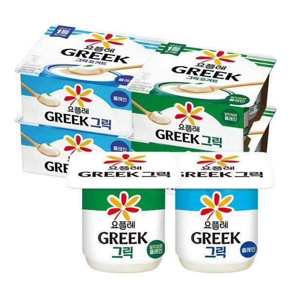 [빙그레][G] 빙그레 요플레 그릭요거트 80g 8입 플레인 달지않은