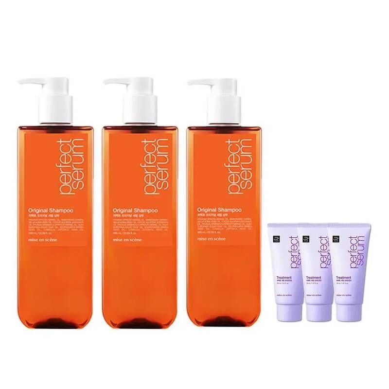 미쟝센 퍼펙트 세럼 샴푸 오리지널, 680ml, 3개 세럼 매직스트레이트 트리트먼트 31ml, 3개