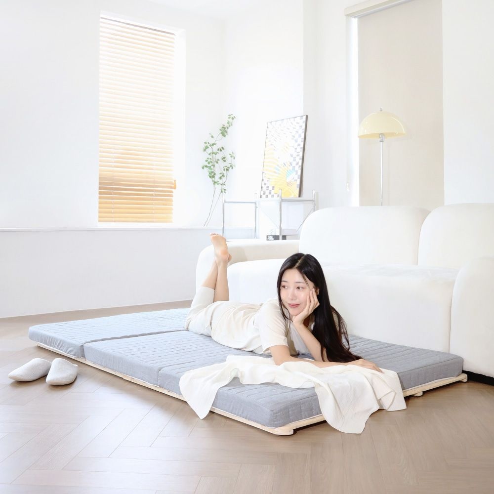 3단 접이식 토퍼 매트리스 누빔커버