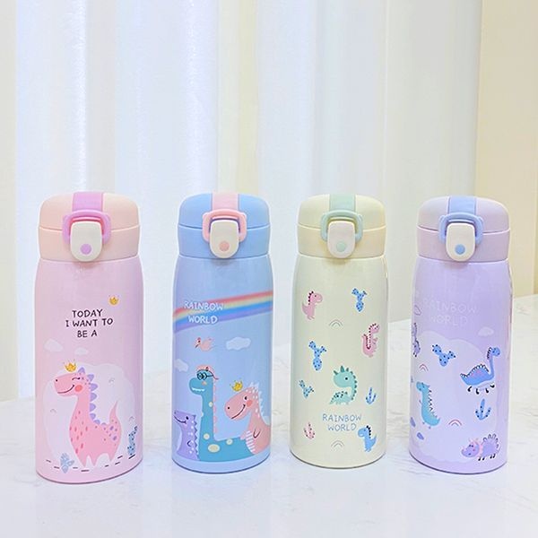 키즈비전 [보리보리]파스텔 디노보온병 350ml  원터치 텀블러 원터치물통 어린이 물병 유치원 어린이집 소풍 물통 초등학생