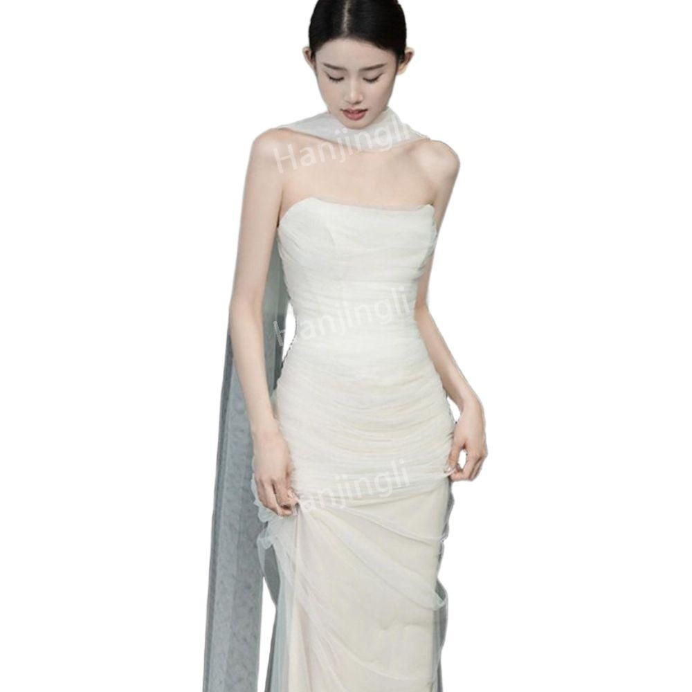 [해외] 셀프웨딩 드레스 결혼식 머메이드 돌잔치 들러리 이브닝 연말 스냅드레스 슬림 피로연 2부