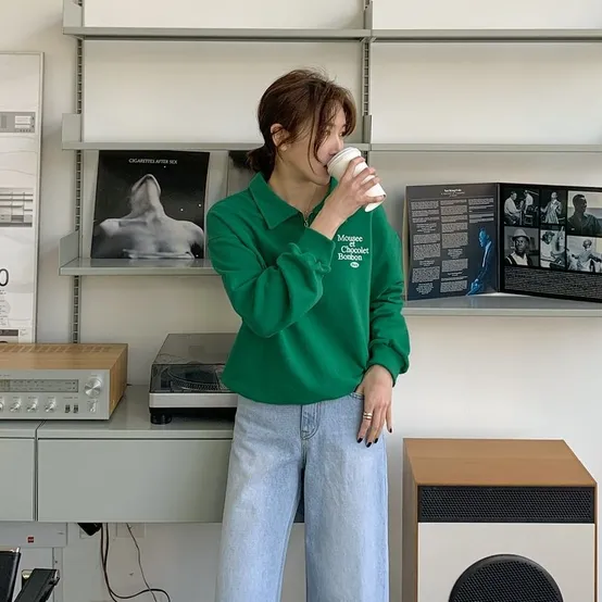 쇼콜라 반집업 쭈리 맨투맨