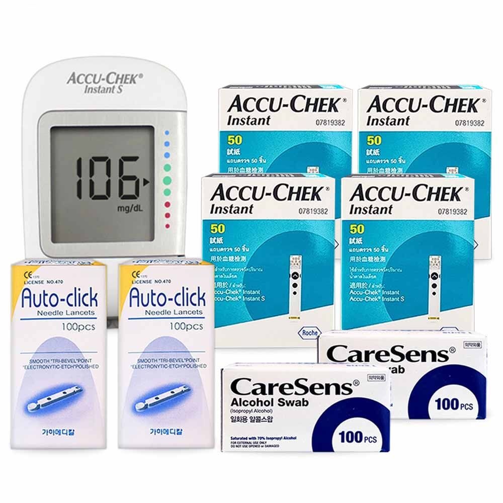 RDC(독일) 아큐첵 인스턴트 혈당측정기+시험지200매+침200개+솜200매 임신당뇨 혈당체크 D