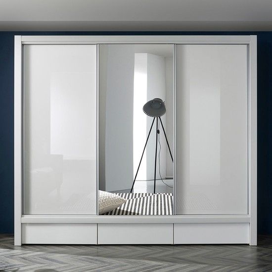 하온 거울 UV하이그로시 도어 슬라이딩 장롱 3통 서랍포함 A형