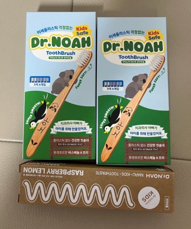 미세플라스틱 안심 닥터노아 대나무 유아 아기칫솔 돌 6개월 (6개입 1+1)
