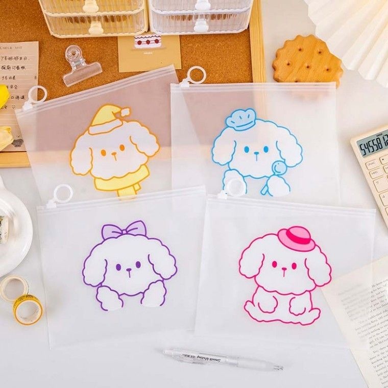 마트스페이스  칼라 바둑이 pvc 비닐지퍼백 구디백 반투명 케이스 세면도구 지퍼백