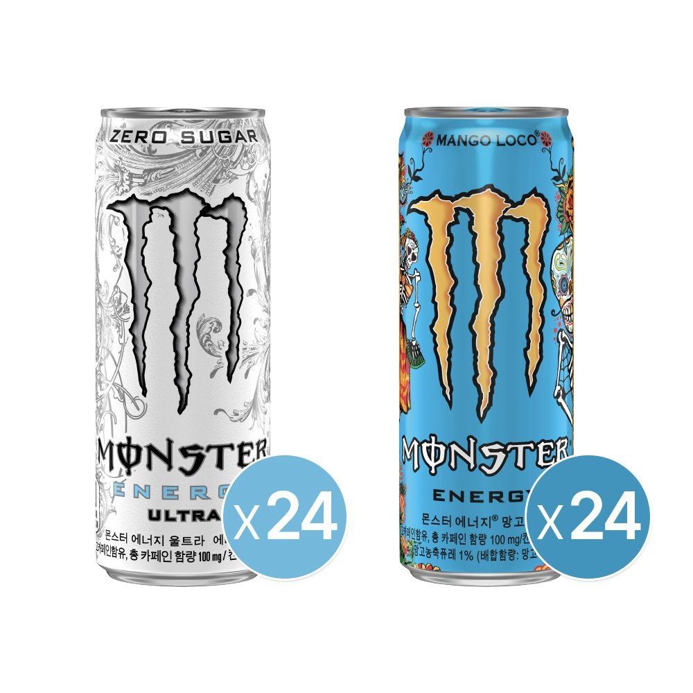 (본사직영) 몬스터 에너지 울트라 355ml 24캔+몬스터 에너지 망고로코 355ml 24캔_분리배송