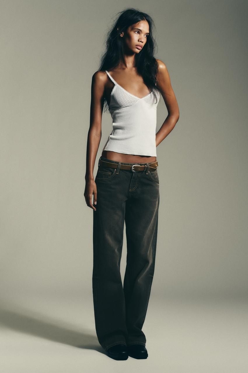 [국내배송]자라 ZARA JEANS 청바지 TRF WIDE LEG 로우라이즈 - 브라운896780