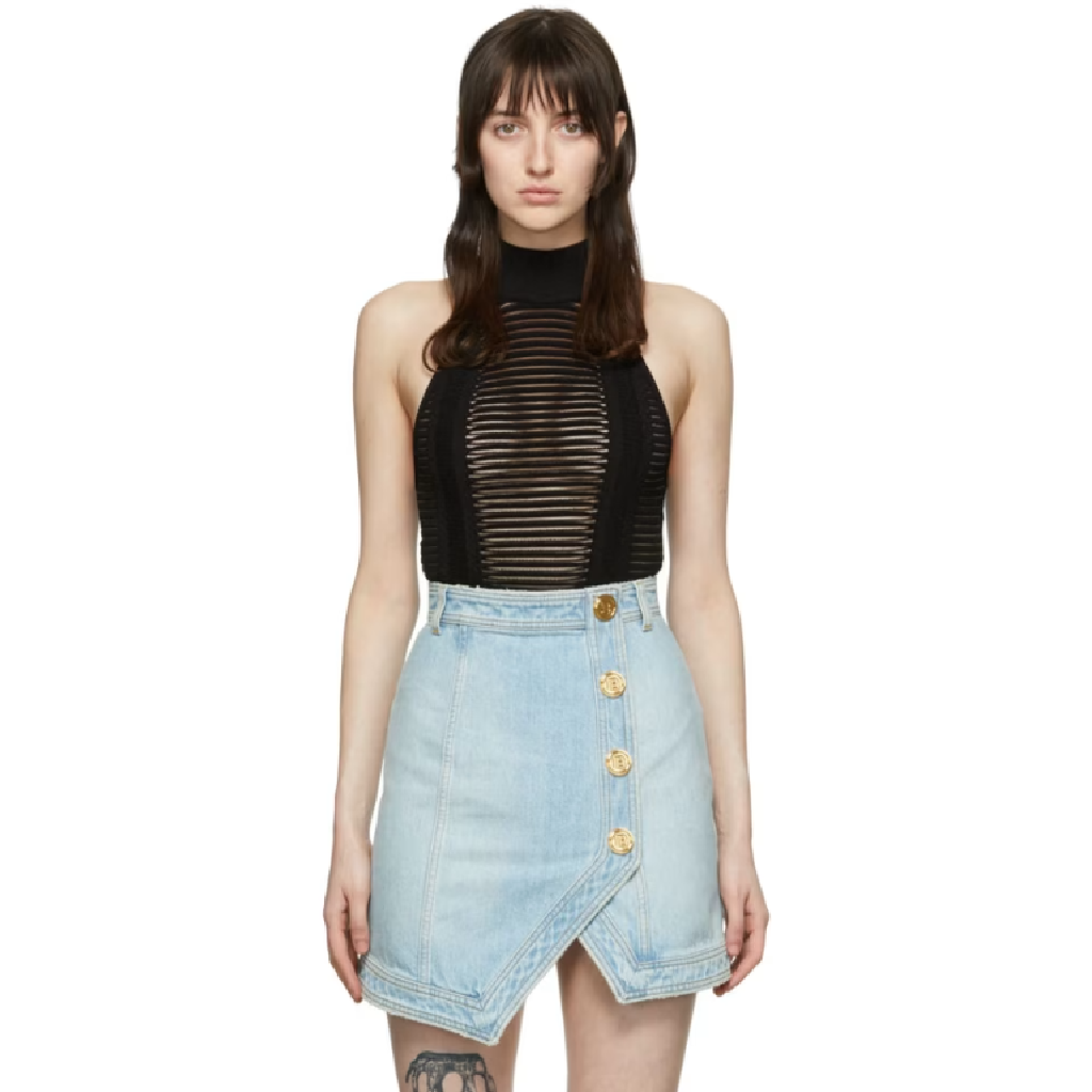 발망 블랙 비스코스 바디수트 221251F358012