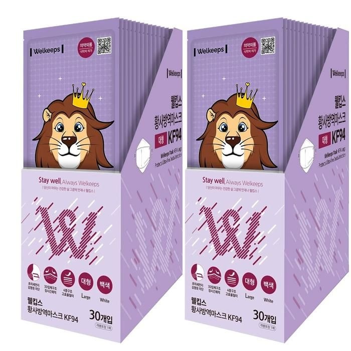 [웰킵스] 웰킵스 KF94 대형 마스크 30개x 2  황사 미세먼지 초미세먼지