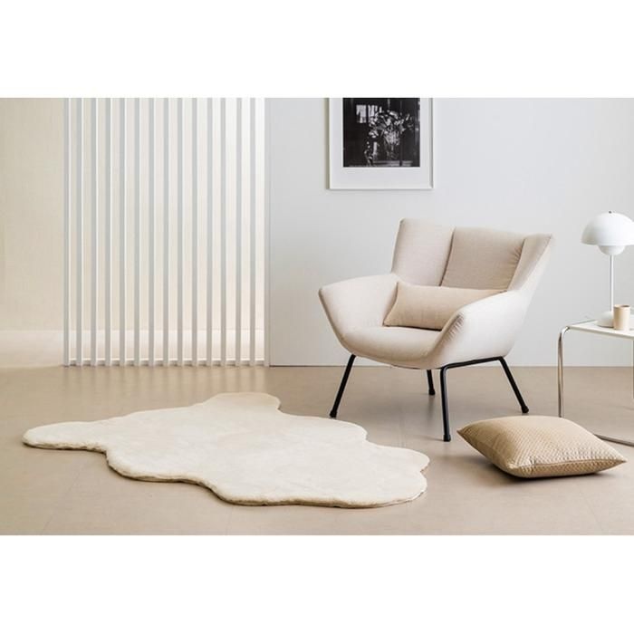 한빛카페트 래빗 러그 방석 의자 쇼파 베이지 60x140