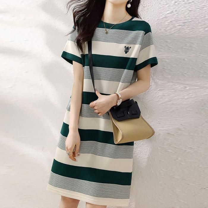 (주)이엠패밀리협력사/(주)이엠패밀리협력사 [퀸이즈][퀸이즈] [77까지]블레즈 지브라 스트라이프 패턴 원피스