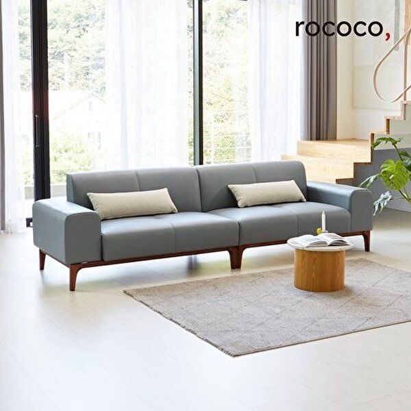 [로코코]로코코 아르고 베이직 카우 천연면피가죽 4인 원목소파